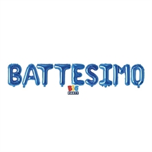 PALLONCINO MYLAR SCRITTA BATTESIMO CELESTE 300X40 CM