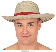 CAPPELLO DI PAGLIA CON NASTRO ROSSO, ADULTI