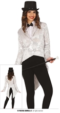 COSTUME FRAC PAILLETTES ARGENTO ADULTA TG. 38-40 M