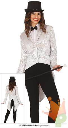 COSTUME FRAC PAILLETTES ARGENTO ADULTA TG. 42-44 L
