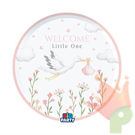 PIATTI IN CARTA CICOGNA ROSA WELCOME LITTE ONE 6 PZ 24 CM
