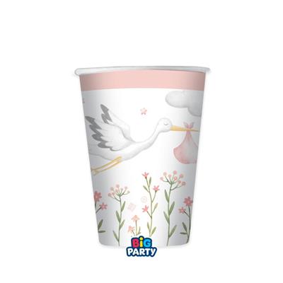 BICCHIERI IN CARTA CICOGNA ROSA WELCOME LITTLE ONE 6 PZ 250 CC