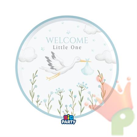 PIATTI IN CARTA CICOGNA CELESTEWELCOLE LITTLE ONE 6 PZ 18 CM
