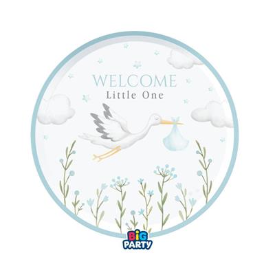 PIATTI IN CARTA CICOGNA CELESTEWELCOLE LITTLE ONE 6 PZ 18 CM