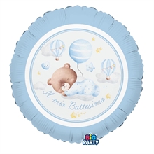 PALLONCINO MYLAR BATTESIMO BABY ORSETTO CELESTE 45 CM