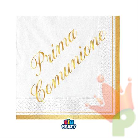 TOVAGLIOLI SCRITTA PRIMA COMUNIONE ORO 25X25 16 PZ