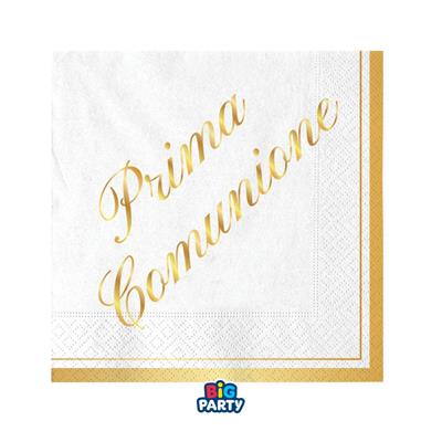 TOVAGLIOLI SCRITTA PRIMA COMUNIONE ORO 25X25 16 PZ
