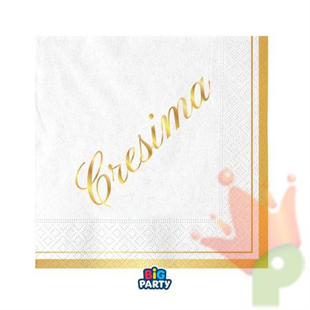 TOVAGLIOLI SCRITTA CRESIMA ORO 25X25 16 PZ