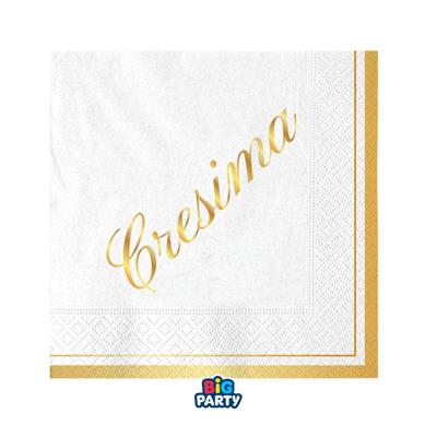 TOVAGLIOLI SCRITTA CRESIMA ORO 25X25 16 PZ