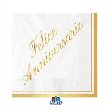 TOVAGLIOLI SCRITTA FELICE ANNIVERSARIO ORO 25X25 16 PZ