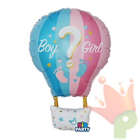 PALLONCINO MYLAR MONGOLFIERA GENDER REVEAL 53X80 CM