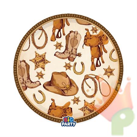 PIATTI TEMA WESTERN COWBOY 22 CM 6 PZ