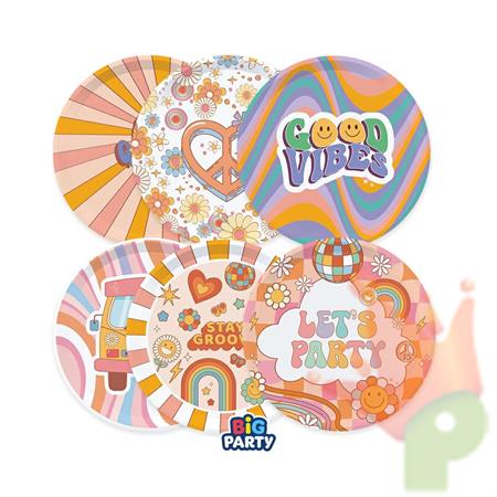 PIATTI HIPPIE GROOVY PARTY 18 CM 6 PZ