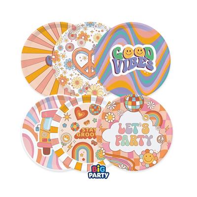 PIATTI HIPPIE GROOVY PARTY 18 CM 6 PZ