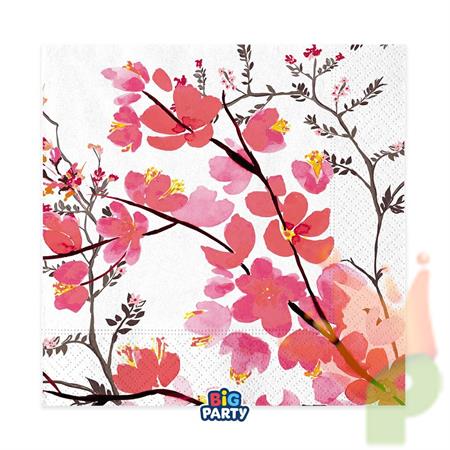 TOVAGLIOLI DECO FIORI DI CILIEGIO 33X33 16 PZ
