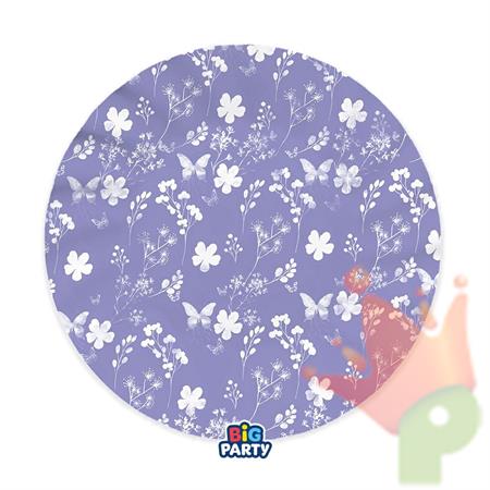 PIATTI DECO FIORI E FARFALLE FOLIAGE LILAS 25 CM 6 PZ