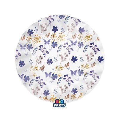 PIATTI DECO FIORI E FARFALLE FOLIAGE LILAS 20 CM 6 PZ