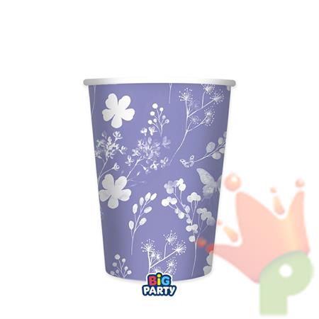 BICCHIERI DECO FIORI E FARFALLE FOLIAGE LILAS 250 CC 6 PZ