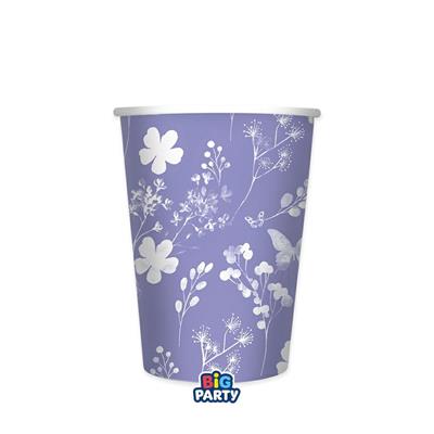 BICCHIERI DECO FIORI E FARFALLE FOLIAGE LILAS 250 CC 6 PZ