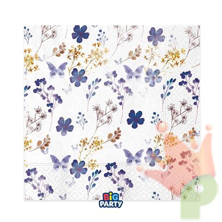 TOVAGLIOLI DECO FIORI E FARFALLE FOLIAGE LILAS 33X33 16 PZ