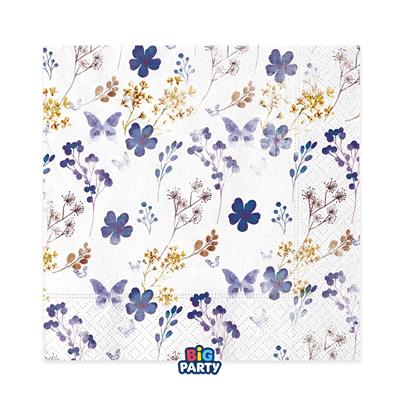 TOVAGLIOLI DECO FIORI E FARFALLE FOLIAGE LILAS 33X33 16 PZ