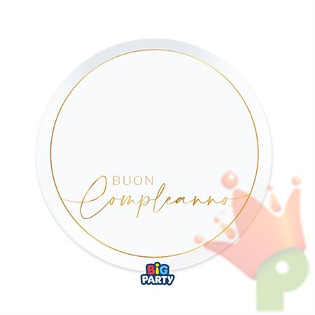 PIATTI BUON COMPLEANNO GOLD 18 CM 6 PZ