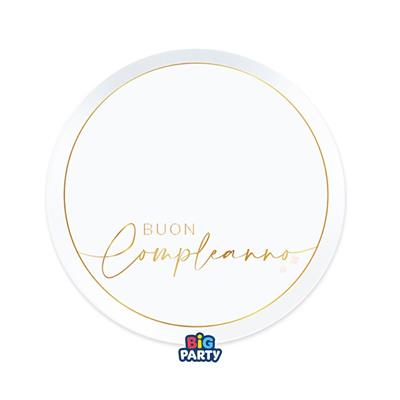 PIATTI BUON COMPLEANNO GOLD 18 CM 6 PZ