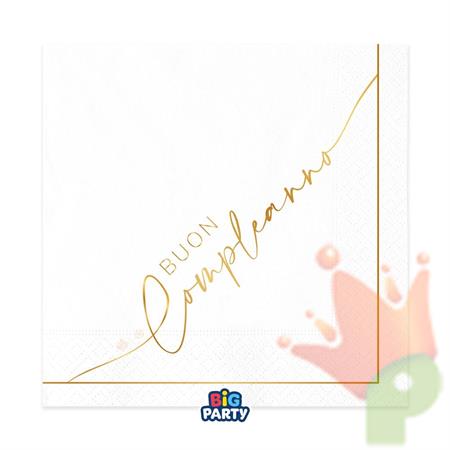 TOVAGLIOLI BUON COMPLEANNO GOLD 33X33 16 PZ