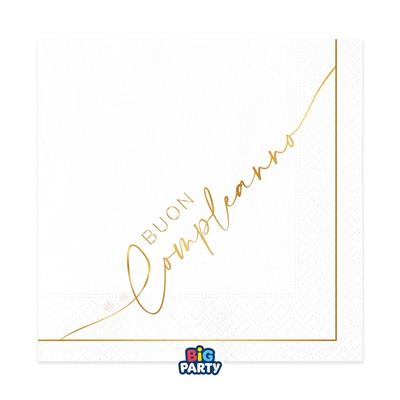 TOVAGLIOLI BUON COMPLEANNO GOLD 33X33 16 PZ
