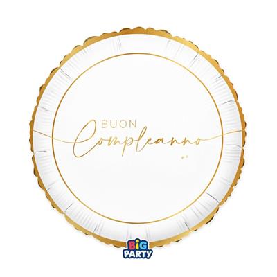 PALLONCINO MYLAR BUON COMPLEANNO GOLD 45 CM