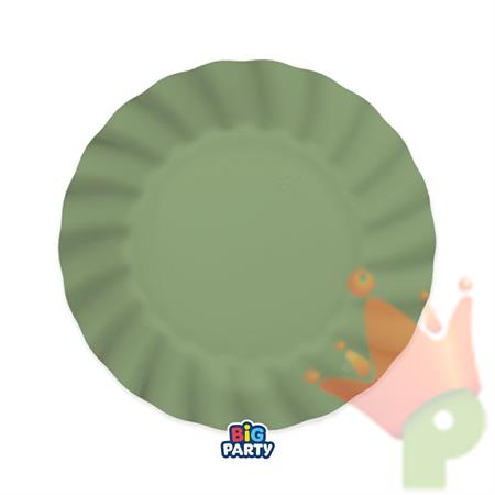 PIATTI IN CARTA WAVY VERDE OLIVA 20 CM 6 PZ