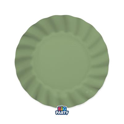 PIATTI IN CARTA WAVY VERDE OLIVA 20 CM 6 PZ
