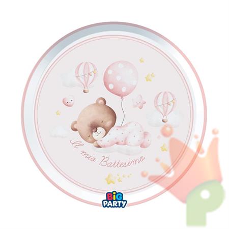 PIATTI BATTESIMO BABY ORSETTO ROSA 24 CM