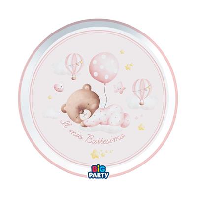 PIATTI BATTESIMO BABY ORSETTO ROSA 24 CM