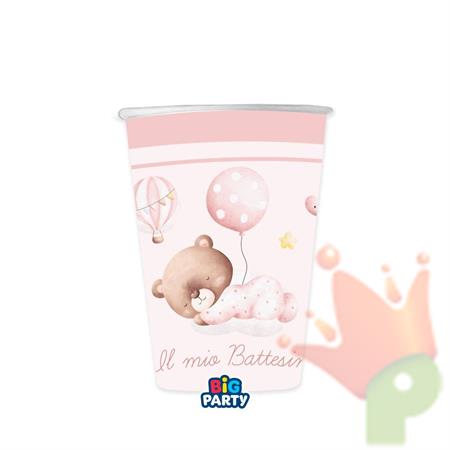 BICCHIERI BATTESIMO BABY ORSETTO ROSA 250 CC 6 PZ