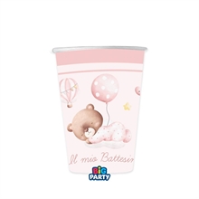 BICCHIERI BATTESIMO BABY ORSETTO ROSA 250 CC 6 PZ
