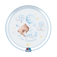 PIATTI BATTESIMO BABY ORSETTO CELESTE 24 CM 6 PZ