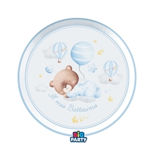 PIATTI BATTESIMO BABY ORSETTO CELESTE 18 CM 6 PZ
