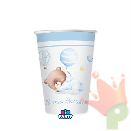 BICCHIERI BATTESIMO BABY ORSETTO CELESTE 250 CC 6 PZ