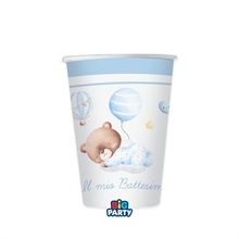 BICCHIERI BATTESIMO BABY ORSETTO CELESTE 250 CC 6 PZ