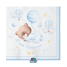 TOVAGLIOLI BATTESIMO BABY ORSETTO CELESTE 33X33 16 PZ