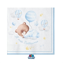 TOVAGLIOLI BATTESIMO BABY ORSETTO CELESTE 25X25 16 PZ