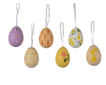 UOVA DA APPENDERE IN POLISTIROLO DECORATO 6 PZ 9 CM