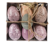 UOVA DA APPENDERE IN POLISTIROLO DECORATO ROSA 6 PZ H.7,5X5 CM