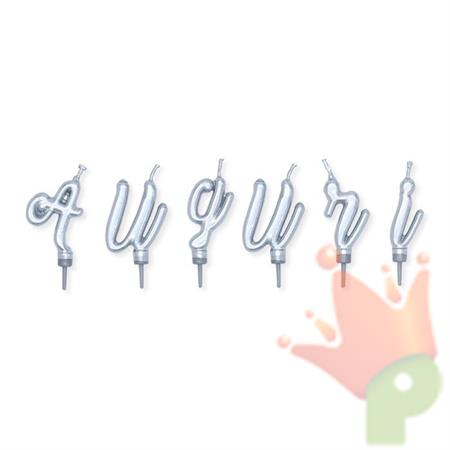 SET CANDELINE ITALIC AUGURI ARGENTO METAL 5 CM