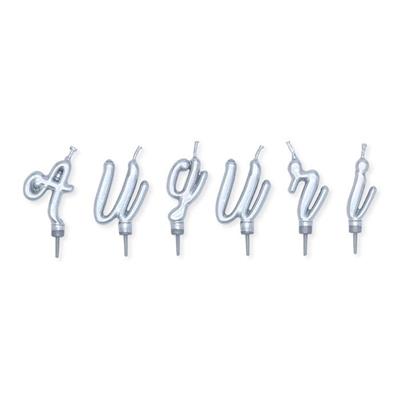 SET CANDELINE ITALIC AUGURI ARGENTO METAL 5 CM