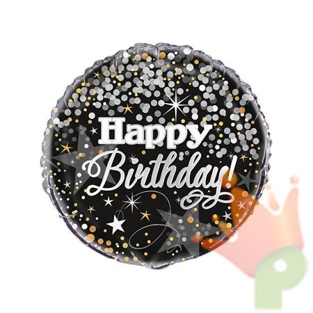 PALLONCINO MYLAR HAPPY BIRTHDAY GLITTERING 45 CM
