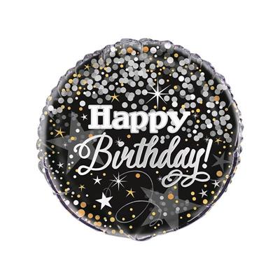 PALLONCINO MYLAR HAPPY BIRTHDAY GLITTERING 45 CM