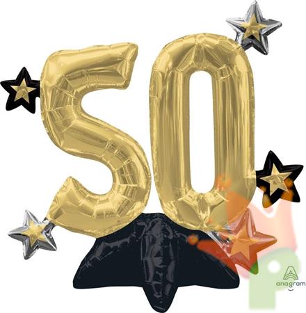 PALLONCINO MYLAR 50 ORO CON BASE 53X50 CM