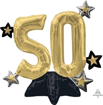 PALLONCINO MYLAR 50 ORO CON BASE 53X50 CM